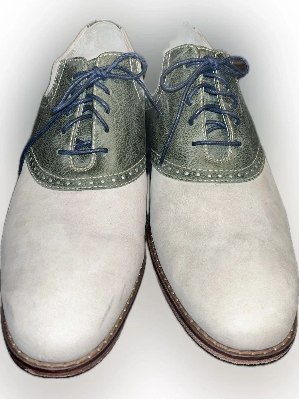 Cole Haan Air Colton Gray Green Saddle Oxford Brogue Nubuck Leather Shoes 13